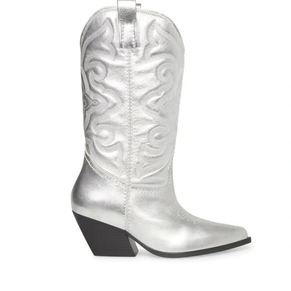 Steve Madden Silver Cowboy Boots - Picture 3 of 12